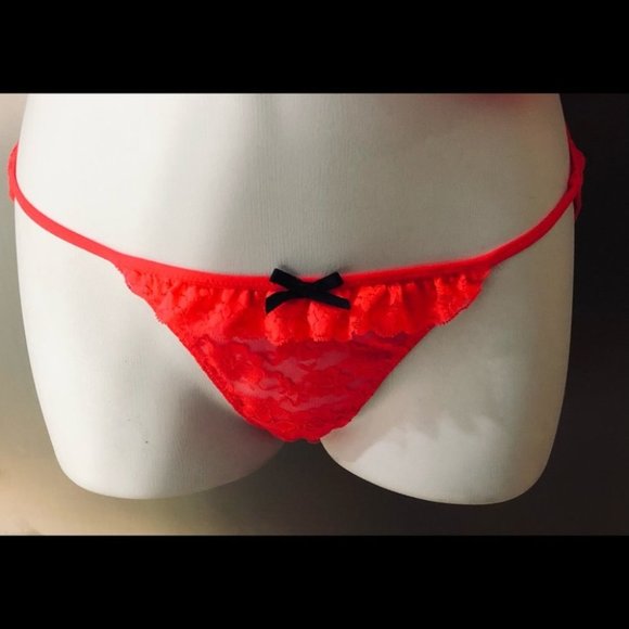 💕La Senza Hot Coral Padded Push Up Bra Lace Babydoll Lingerie w/Panties S NWOT💕 - Picture 6 of 16